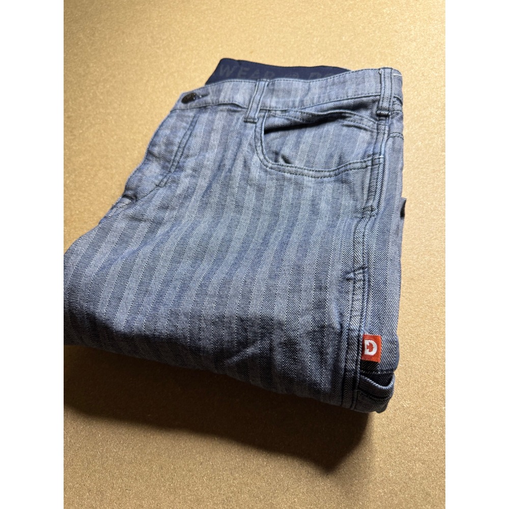 Dovetail Workwear Blue Herringbone Stripe Utility Pants Size 12/30 Straight Leg